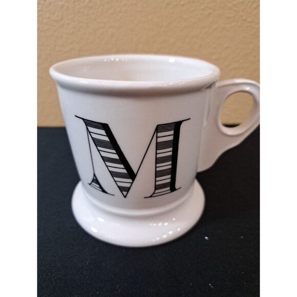 Anthropologie  Monogrammed "M" Mug Cup White With Black Letter M - Picture 1 of 5